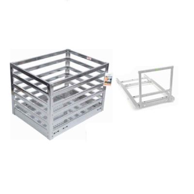 Peacock Revera SS ACP Stainless Steel Grain Trolley Basket With Base Mounted-12x20x12Inch-GTBBM-122012