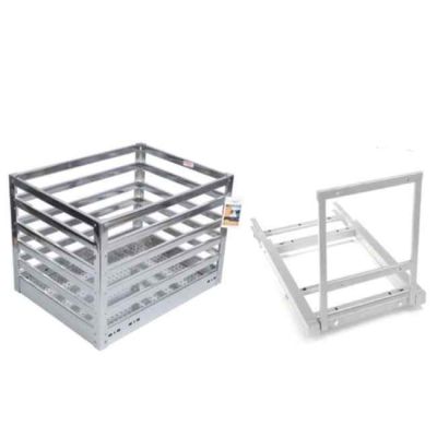 Peacock Revera SS ACP Stainless Steel Grain Trolley Basket With Base Mounted-19x20x12Inch-GTBBM-192012