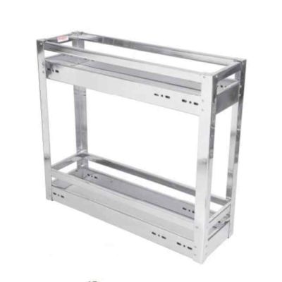 Peacock Revera Multi Layer Organizer Stainless Steel Pullout 2 Shelf With Base Mounted-6x20x18Inch-PO02BM-62018