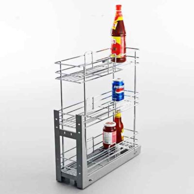 Peacock Revera Multi Layer Organizer Stainless Steel Pullout 3 Shelf With Base Mounted-8x20x21Inch-PO03BM-82021