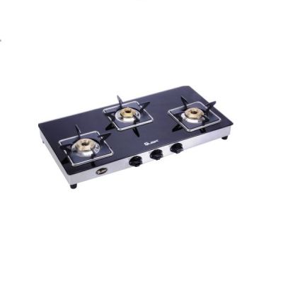 Quba SQUARE Black Stainless Steel 3 Burner Manual Gas Stove