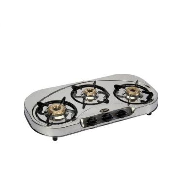 Quba Silver Classic Stainless Steel 3 Burner Gas Stove