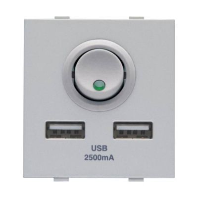 Anchor Roma Plus USB-A Charger, Double Port (2.5A, 5V DC ) 2 Module (CRS Certified ) 289108-White