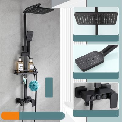 Jaaz Stainless Steel 1.5m Brass Body & Zinc Handle Black Shower Set SHWR-S-B