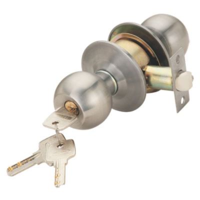 Spider 60mm Satin Silver Cylindrical Lock with 3 Brass Computer Keys -CL11