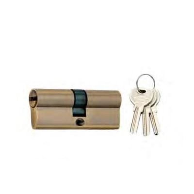 Spider 70mm Brass Small Pin Cylinder Both Side Key 3 Brass Computer Keys Antique Brass Finish - SCS1CY70