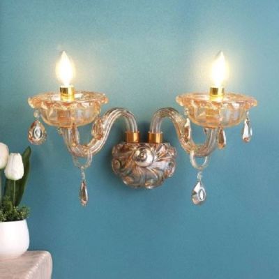 Stello Palacio Amber and Gold E14 Wall Light-SL5103