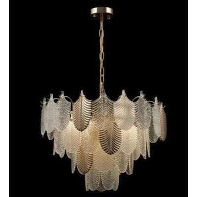 Stello 80cm Orren White & Gold Glass Chandelier - T1799
