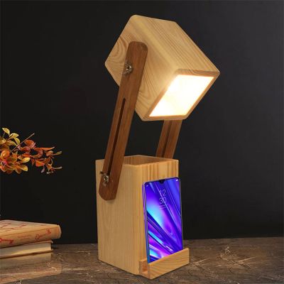 Symplify Toby 5W Pine B22 Table Lamp with Desk Organiser-CG00003