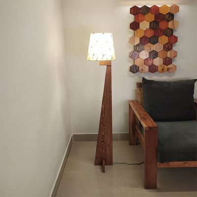 Symplify Trigo 12W Brown E27/B22 Wooden Floor Lamp -FL00025