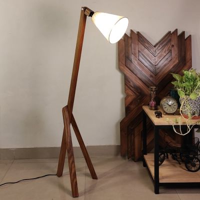 Symplify Melman 12W Brown E27/B22 Wooden Floor Lamp-FL00033