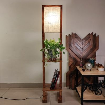 Symplify Biped 12W Brown E27/B22 Wooden Floor Lamp-FL00044