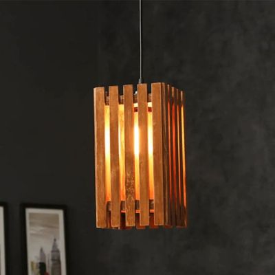 Symplify Elegant 12W Brown E27/B22 Wooden Single Hanging Lamp-PL00001