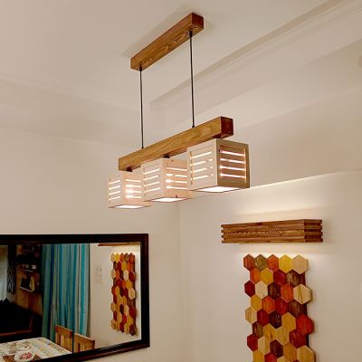 Symplify Lyon 12W Beige & Brown Wooden Series Hanging Light-SL00006