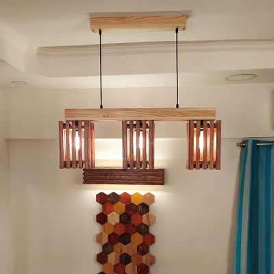 Symplify Elegant 12W Brown & Beige Wooden Series Hanging Light-SL00011