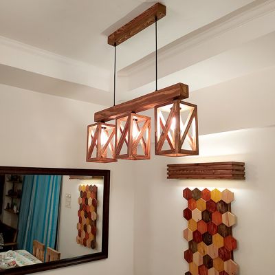 Symplify Symmetric 12W Brown Wooden Series Hanging Light-SL00013