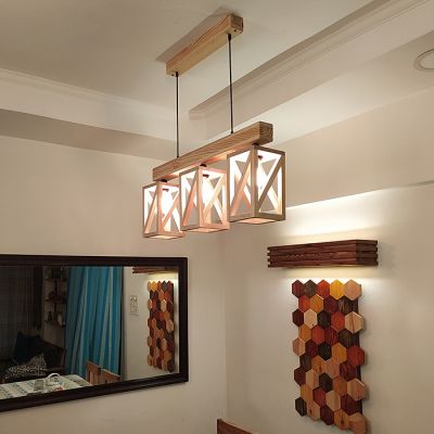 Symplify Symmetric 12W Beige Wooden Series Hanging Light-SL00014