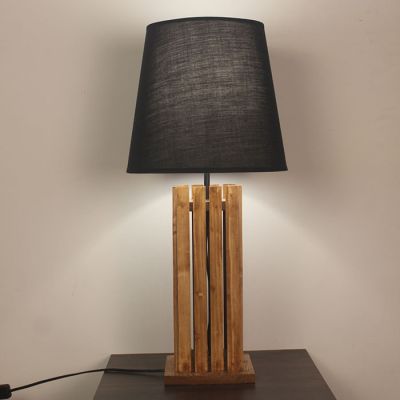 Symplify Elegant 12W Brown E27/B22 Wooden Table Lamp-TL00017