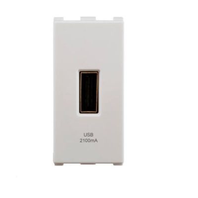 Anchor Vision Socket USB-A Charger, Single Port (2.1A, 5V DC ) 1 Module, (CRS Certified ) 250V- WIM1341-White